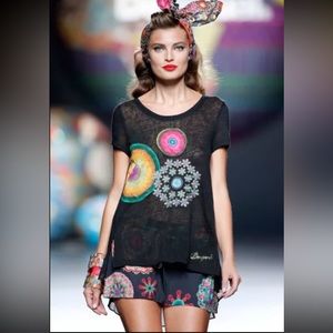 Desigual sheer back “say something nice” top